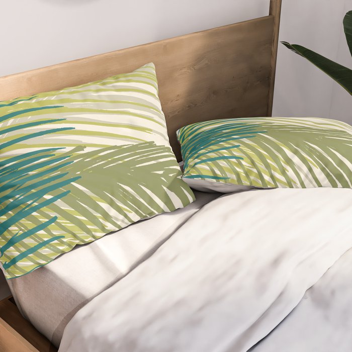 Green Palm Leaf Silhouettes Pillow Sham Gallery Image 2