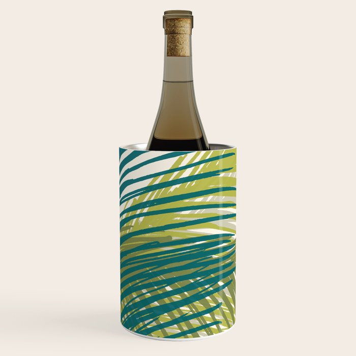 Green Palm Leaf Silhouettes Wine Chiller Gallery Image 2