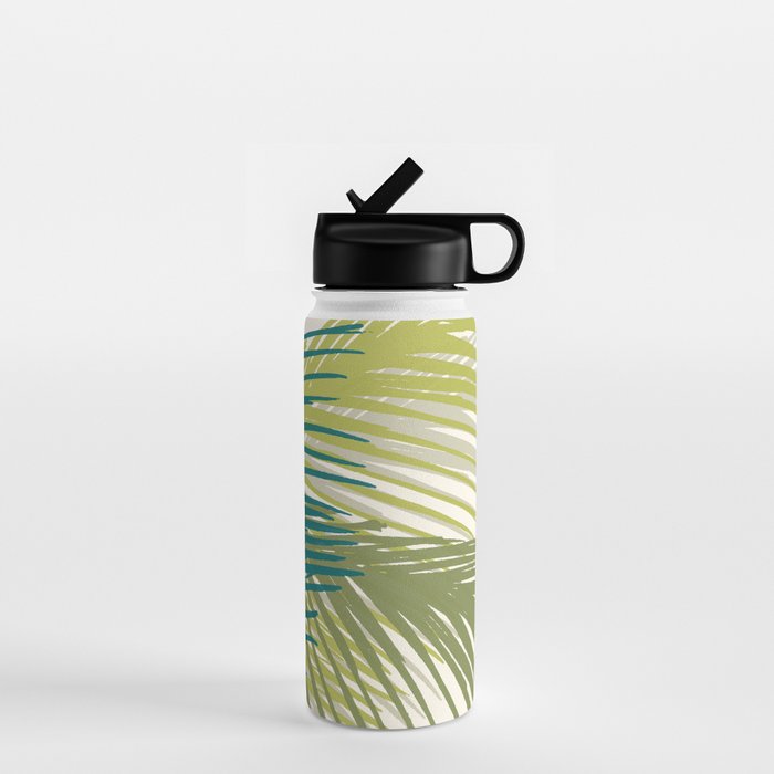 Green Palm Leaf Silhouettes Water Bottle Gallery Image 1
