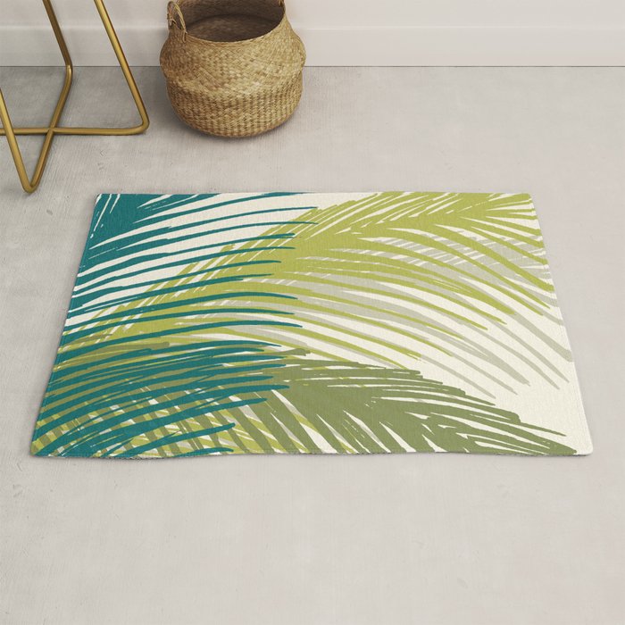 Green Palm Leaf Silhouettes Rug Gallery Image 1