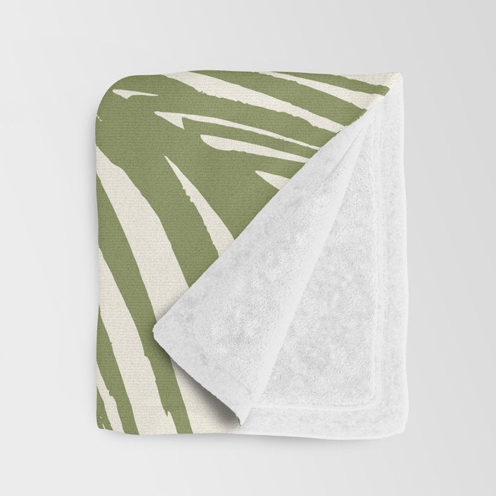 Green Palm Leaf Silhouettes Throw Blanket Gallery Image 3