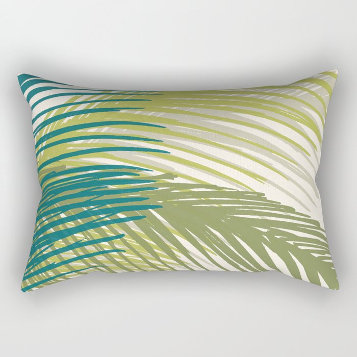 Green Palm Leaf Silhouettes Rectangular Pillow Gallery Image 1