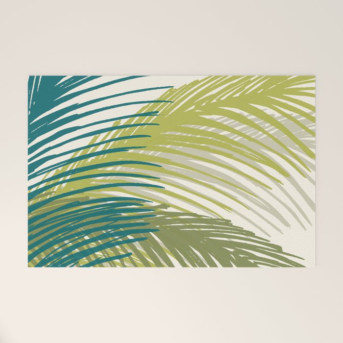 Green Palm Leaf Silhouettes Welcome Mat Gallery Image 1