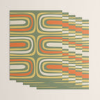 Retro Abstract Boho Confaab Vertical Pattern in Mossy Olive Green Orange Yellow Wrapping Paper Gallery Image 3