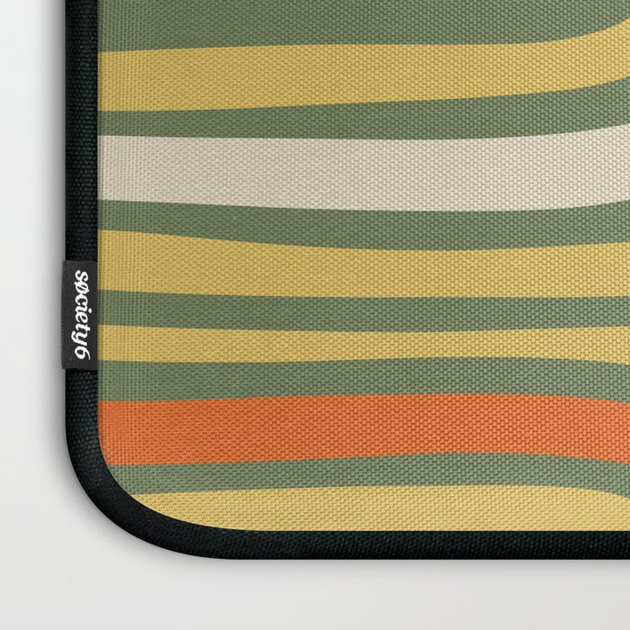 Retro Abstract Boho Confaab Vertical Pattern in Mossy Olive Green Orange Yellow Laptop Sleeve Gallery Image 3