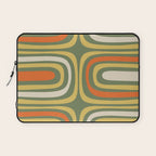 Retro Abstract Boho Confaab Vertical Pattern in Mossy Olive Green Orange Yellow Laptop Sleeve Gallery Image 1