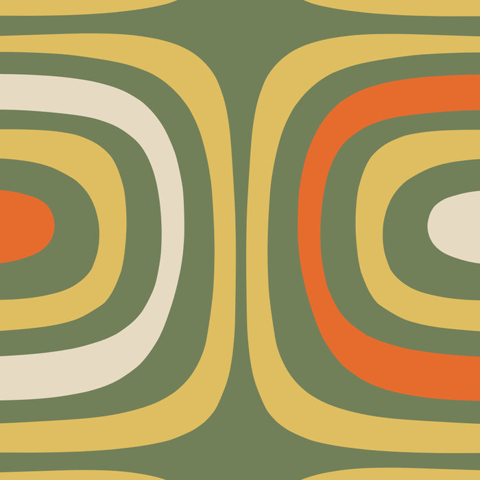 Retro Abstract Boho Confaab Vertical Pattern in Mossy Olive Green Orange Yellow Coffee Mug Gallery Image 2