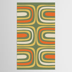 Retro Abstract Boho Confaab Vertical Pattern in Mossy Olive Green Orange Yellow Tablecloth Gallery Image 2