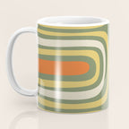 Retro Abstract Boho Confaab Vertical Pattern in Mossy Olive Green Orange Yellow Coffee Mug Gallery Image 3