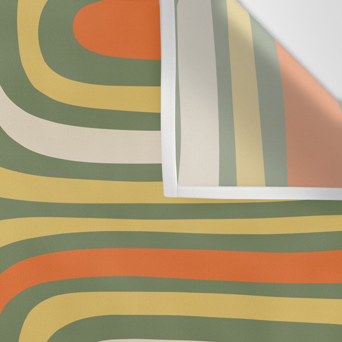 Retro Abstract Boho Confaab Vertical Pattern in Mossy Olive Green Orange Yellow Wall Tapestry Gallery Image 3