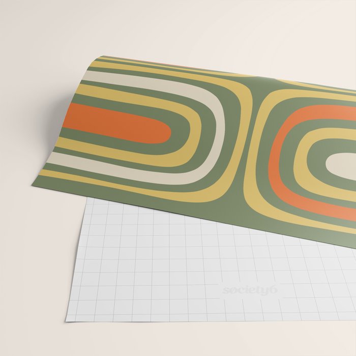Retro Abstract Boho Confaab Vertical Pattern in Mossy Olive Green Orange Yellow Wrapping Paper Gallery Image 2