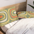 Retro Abstract Boho Confaab Vertical Pattern in Mossy Olive Green Orange Yellow Pillow Sham Gallery Image 2