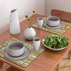 Retro Abstract Boho Confaab Vertical Pattern in Mossy Olive Green Orange Yellow Placemat Gallery Image 2