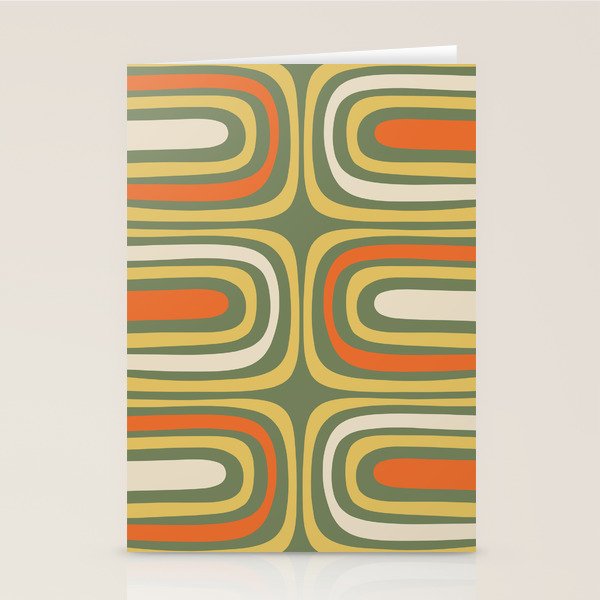 Retro Abstract Boho Confaab Vertical Pattern in Mossy Olive Green Orange Yellow Stationery Card Gallery Image 1