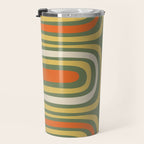 Retro Abstract Boho Confaab Vertical Pattern in Mossy Olive Green Orange Yellow Travel Mug Gallery Image 3