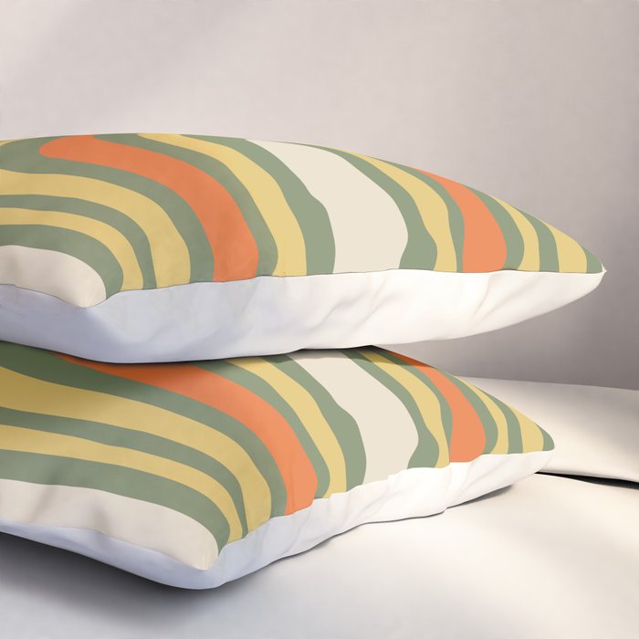 Retro Abstract Boho Confaab Vertical Pattern in Mossy Olive Green Orange Yellow Pillow Sham Gallery Image 3