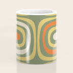 Retro Abstract Boho Confaab Vertical Pattern in Mossy Olive Green Orange Yellow Coffee Mug Gallery Image 4