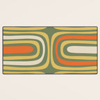 Retro Abstract Boho Confaab Vertical Pattern in Mossy Olive Green Orange Yellow Desk Mat Gallery Image 3