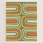 Retro Abstract Boho Confaab Vertical Pattern in Mossy Olive Green Orange Yellow Jigsaw Puzzle Gallery Image 1