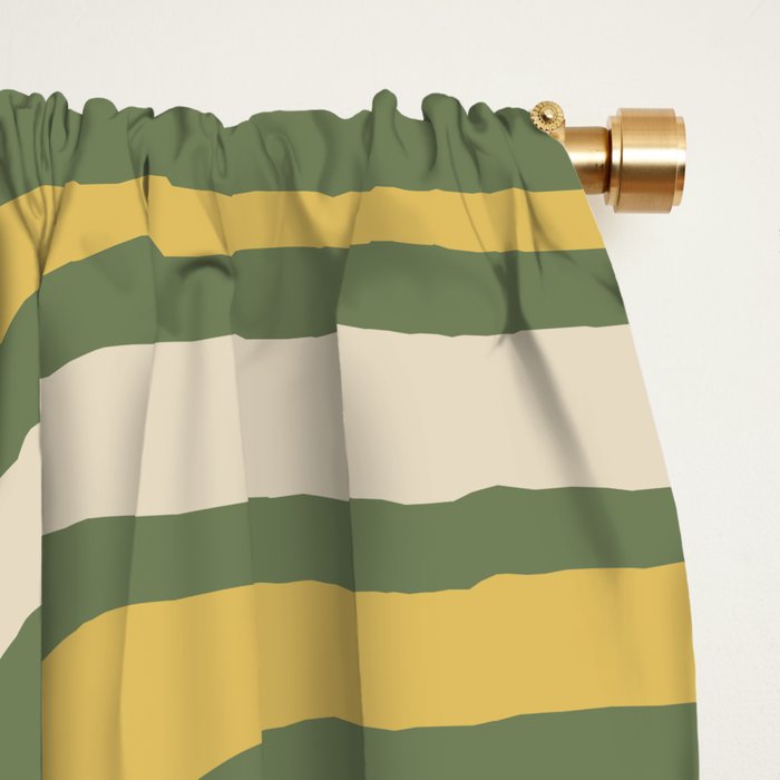 Retro Abstract Boho Confaab Vertical Pattern in Mossy Olive Green Orange Yellow Window Curtain Gallery Image 2