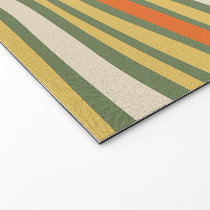 Retro Abstract Boho Confaab Vertical Pattern in Mossy Olive Green Orange Yellow Welcome Mat Gallery Image 2