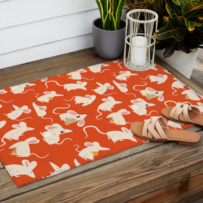 Happy mice pattern Outdoor Rug Gallery Image 2