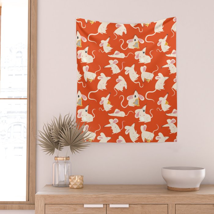 Happy mice pattern Wall Tapestry Gallery Image 2