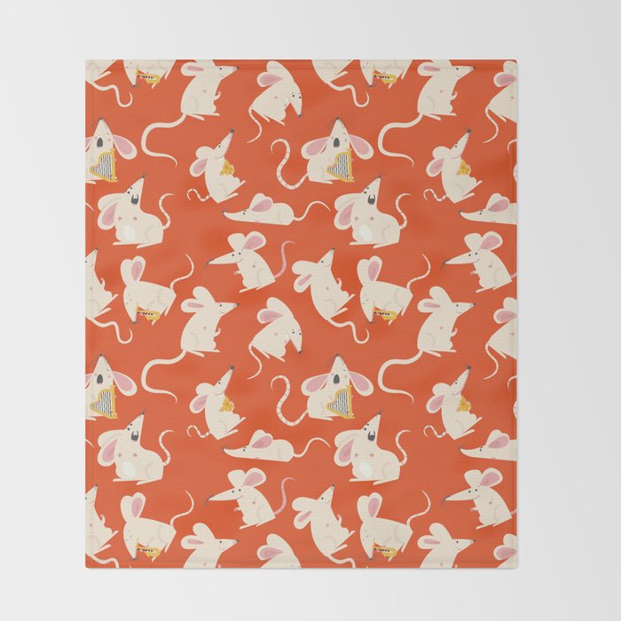 Happy mice pattern Throw Blanket Gallery Image 2