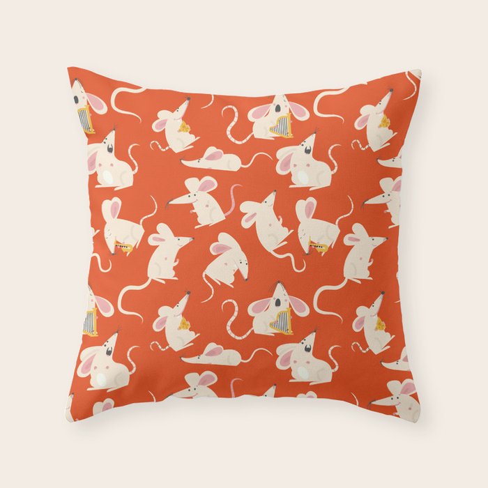 Happy mice pattern Throw Pillow Gallery Image 6