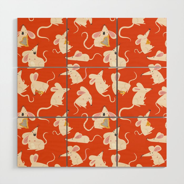 Happy mice pattern Wood Wall Art Gallery Image 1