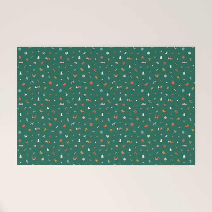 Retro abstract christmas decoration pattern Welcome Mat Gallery Image 1