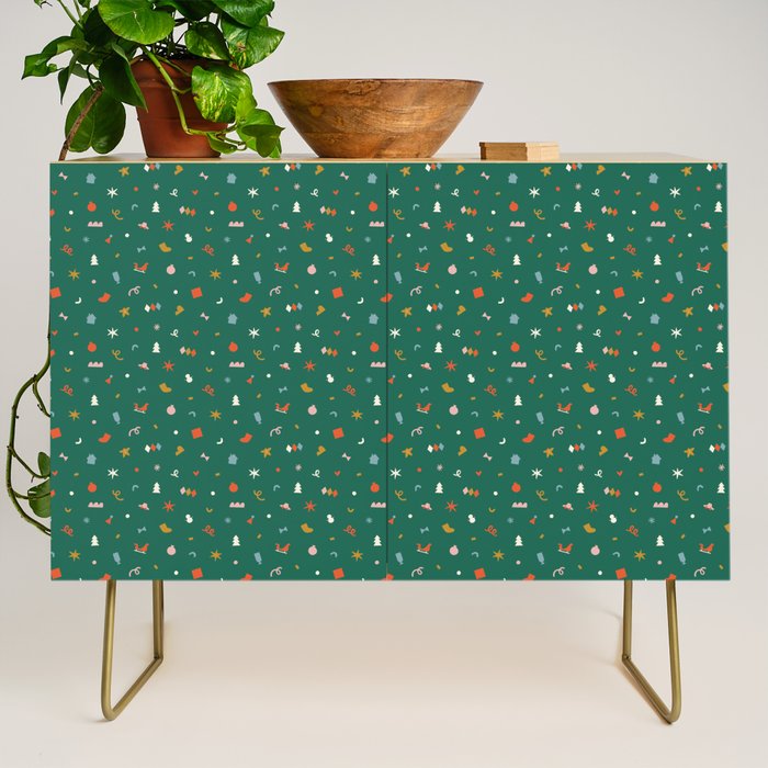 Retro abstract christmas decoration pattern Credenza Gallery Image 1