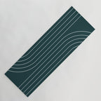 Minimal Line Curvature XCII Dark Teal Green Mid Century Modern Arch Abstract Yoga Mat Gallery Image 1