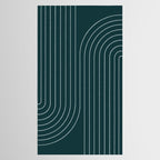 Minimal Line Curvature XCII Dark Teal Green Mid Century Modern Arch Abstract Tablecloth Gallery Image 2