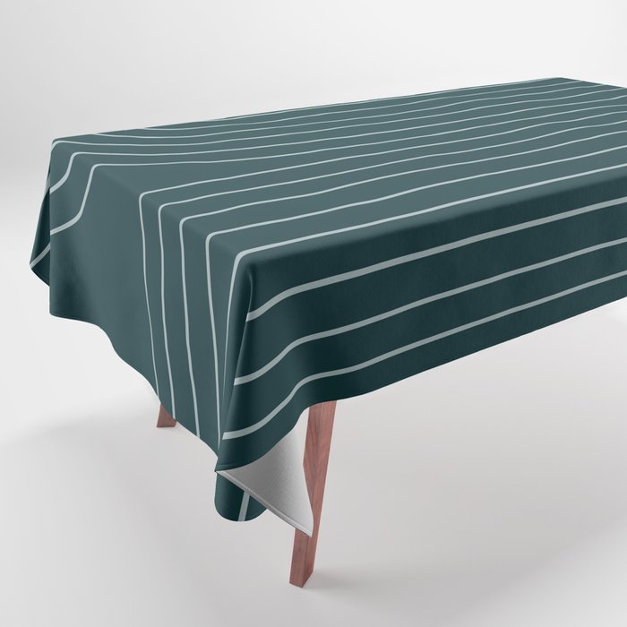 Minimal Line Curvature XCII Dark Teal Green Mid Century Modern Arch Abstract Tablecloth Gallery Image 1