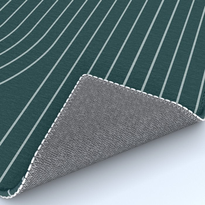 Minimal Line Curvature XCII Dark Teal Green Mid Century Modern Arch Abstract Rug Gallery Image 4