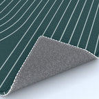 Minimal Line Curvature XCII Dark Teal Green Mid Century Modern Arch Abstract Rug Gallery Image 4