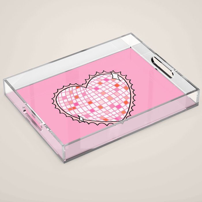 Disco Ball Heart Acrylic Tray Gallery Image 1