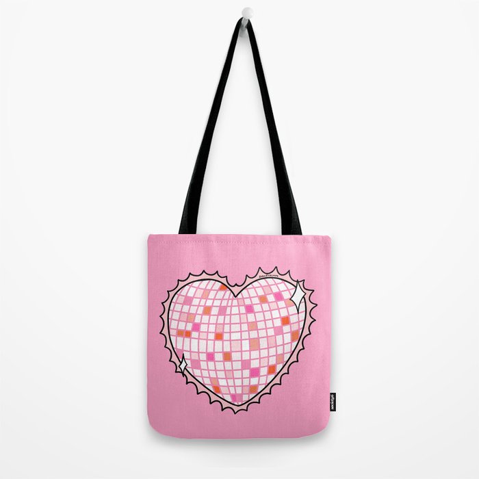 Disco Ball Heart Tote Bag Gallery Image 2