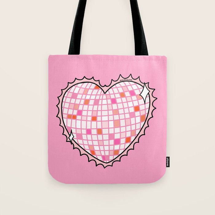 Disco Ball Heart Tote Bag Gallery Image 1