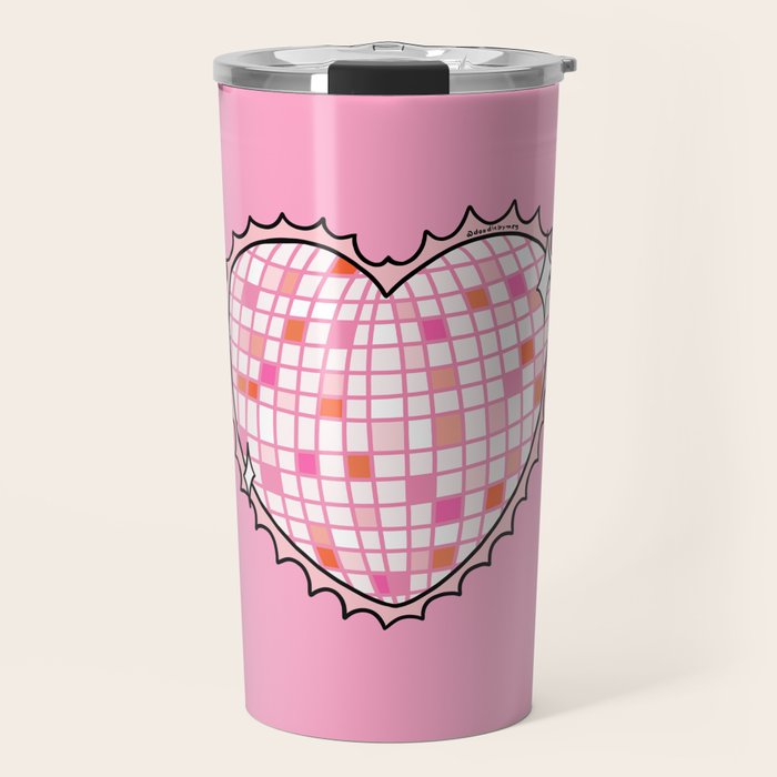 Disco Ball Heart Travel Mug Gallery Image 1