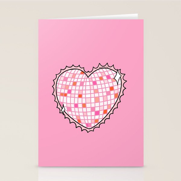 Disco Ball Heart Stationery Card Gallery Image 1