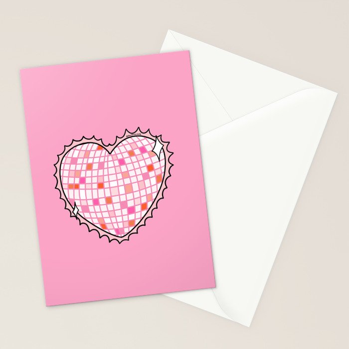 Disco Ball Heart Stationery Card Gallery Image 2