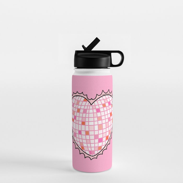 Disco Ball Heart Water Bottle Gallery Image 1