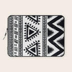 Tribal black and white Laptop Sleeve Gallery Image 1