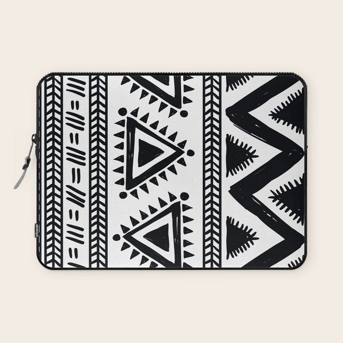 Tribal black and white Laptop Sleeve Gallery Image 1