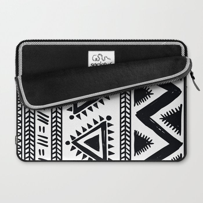 Tribal black and white Laptop Sleeve Gallery Image 2
