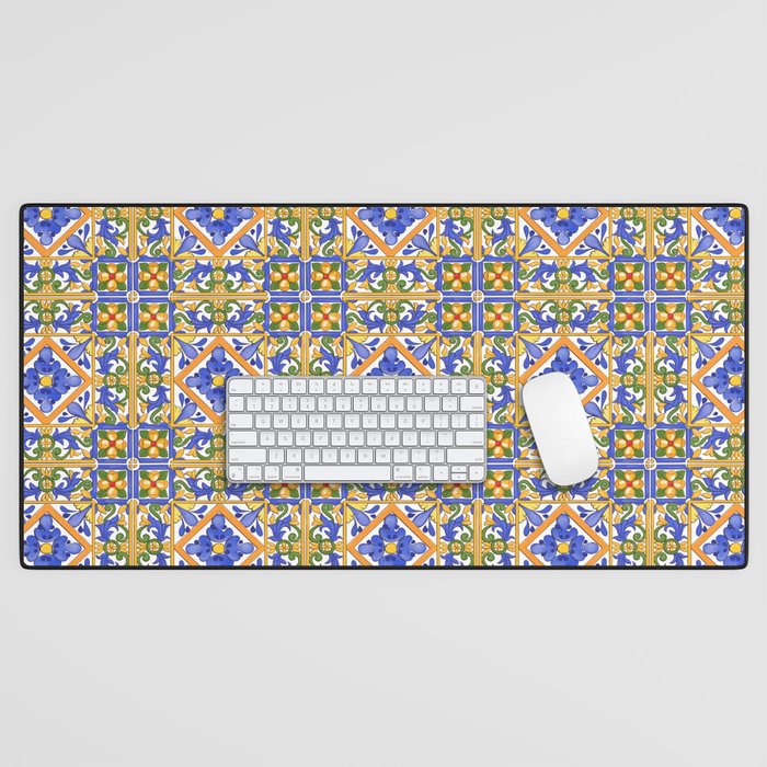 Summer,colourful detailed, Sicilian style art Desk Mat Gallery Image 1
