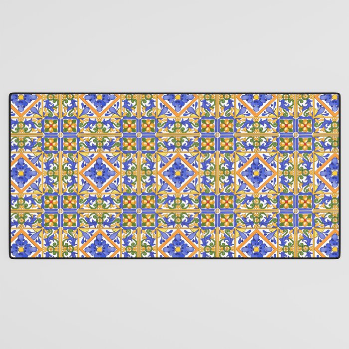 Summer,colourful detailed, Sicilian style art Desk Mat Gallery Image 3