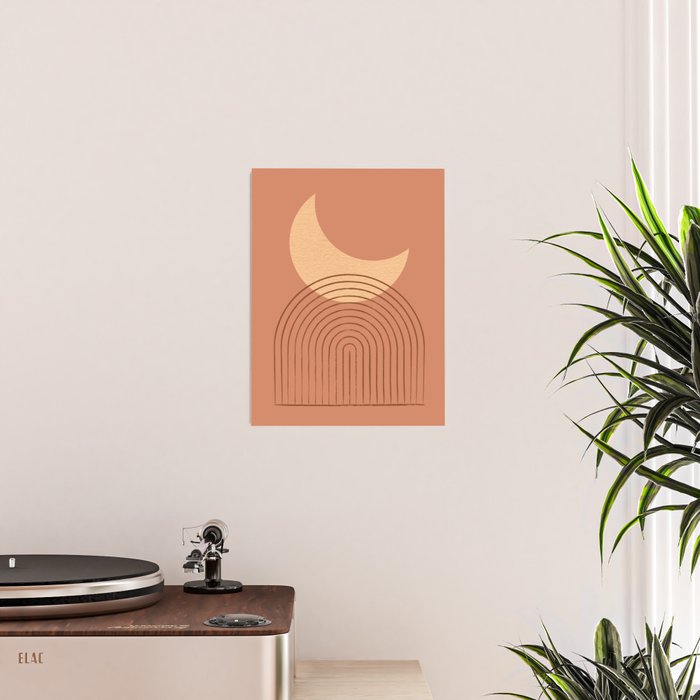 Moon Mountain Terra Orange - Mid century modern Poster Gallery Image 2